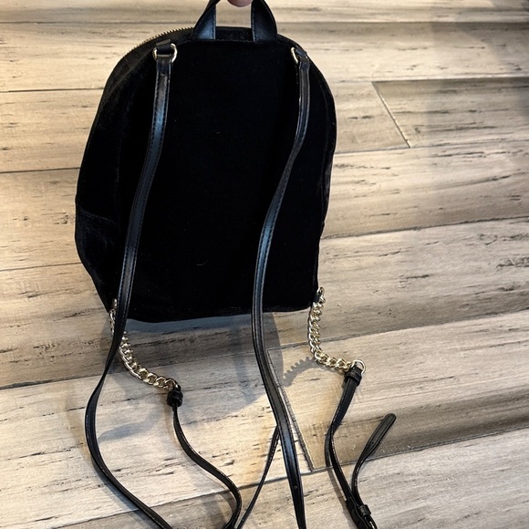 Victoria\'s Secret Black Velvet Mini Backpack with Gold Chain Accent main image 7